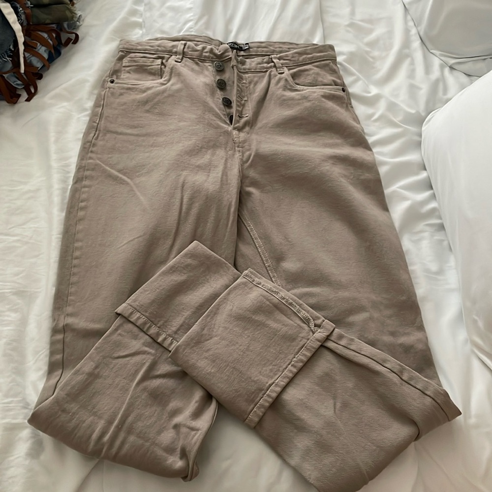 Brand New Nasty Gal cuffed tan jeans